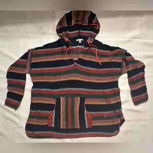 American Eagle Outfitters Striped Hooded Pullover in Navy, Green, Red